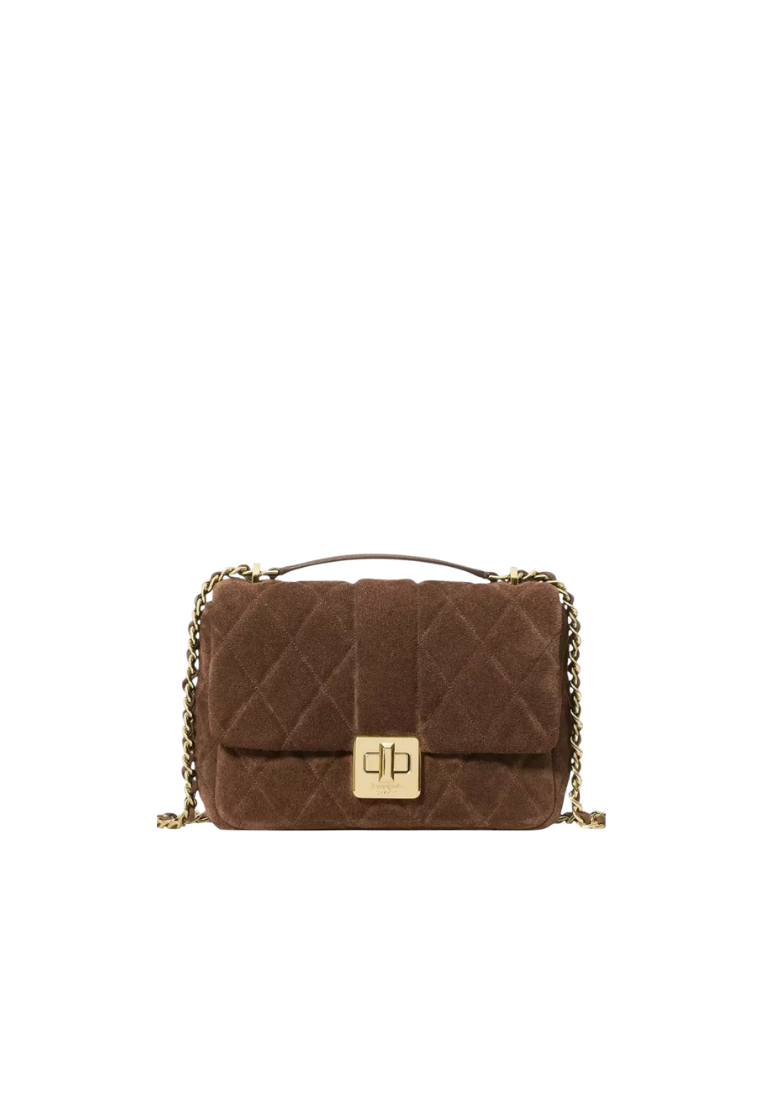 Kate Spade Carey Quilted Suede Small Crossbody Bag In Hot Fudge KM707