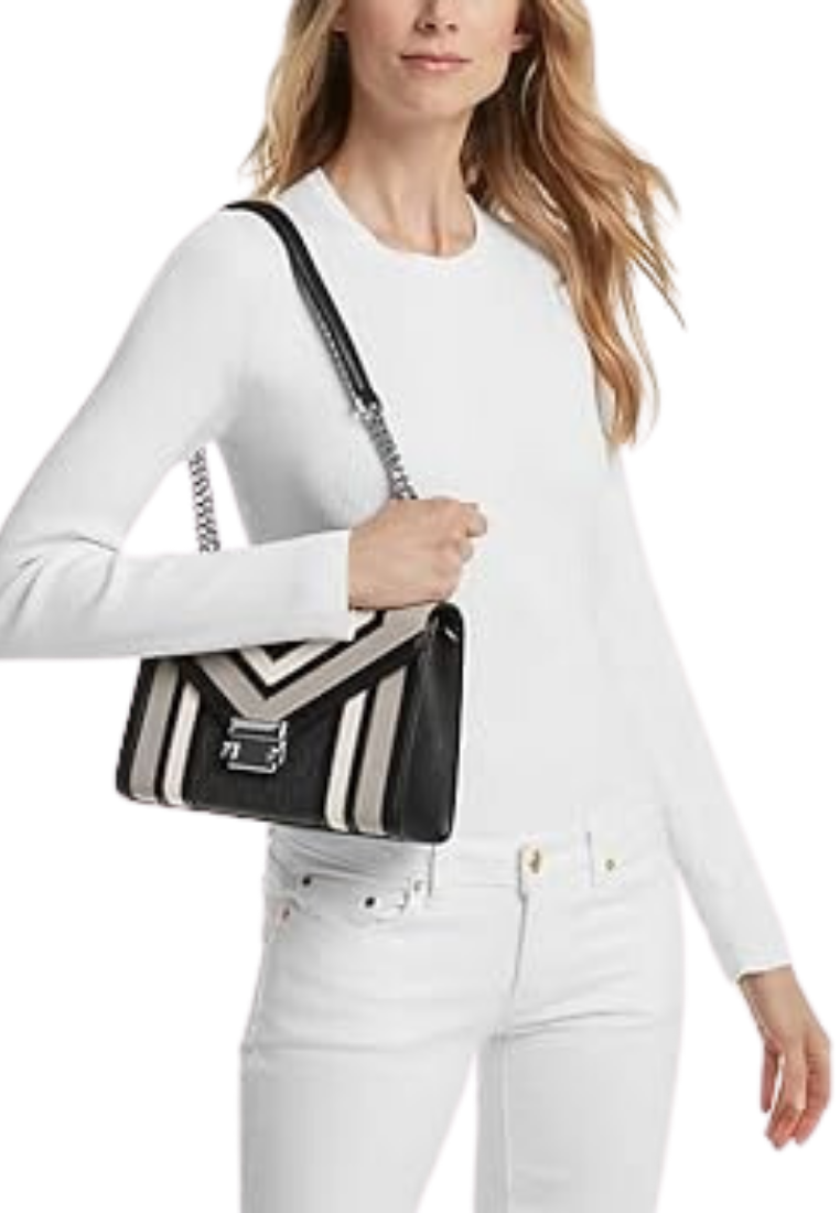 Michael Kors Whitney Medium Color-Block and Signature Logo Shoulder Bag In Black Multi 35R4SWHL6Y