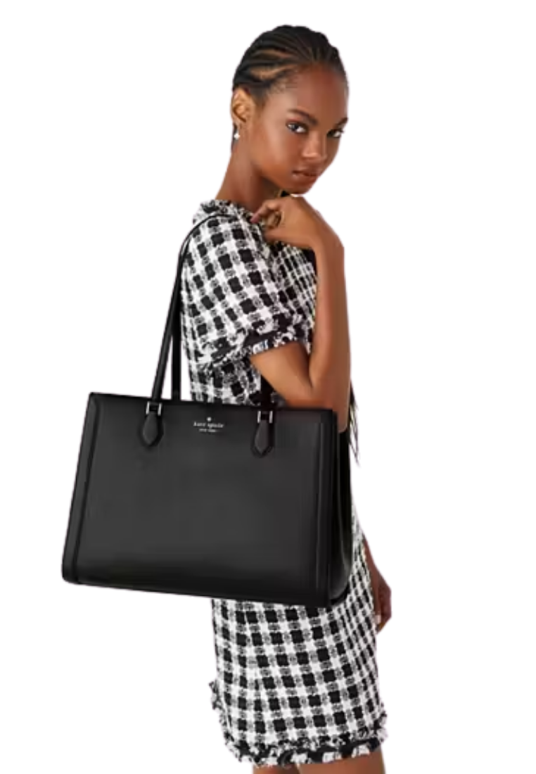( PREORDER ) Kate Spade Madison Saffiano East West Leather Large Laptop Tote Bag In Black KC434