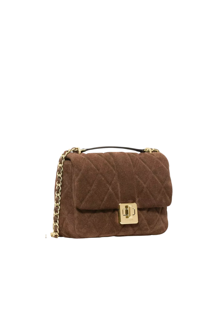 Kate Spade Carey Quilted Suede Small Crossbody Bag In Hot Fudge KM707