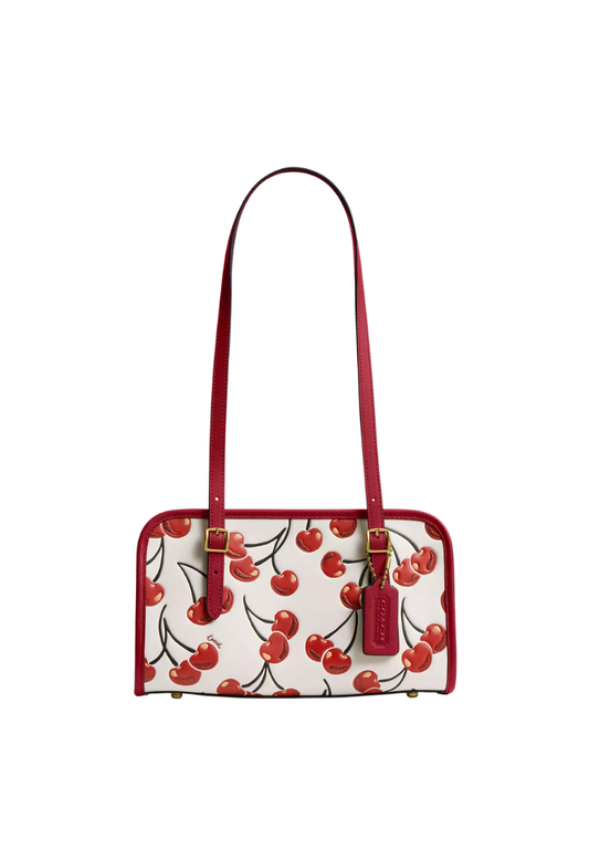 ( PREORDER ) Coach Swing With Cherry Print Zip Bag In Brass Chalk Multi CZ494