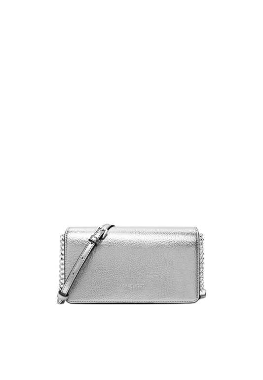 ( PREORDER ) Michael Kors Jet Set Medium Metallic Crossbody bag In Silver 35F5STVC8M