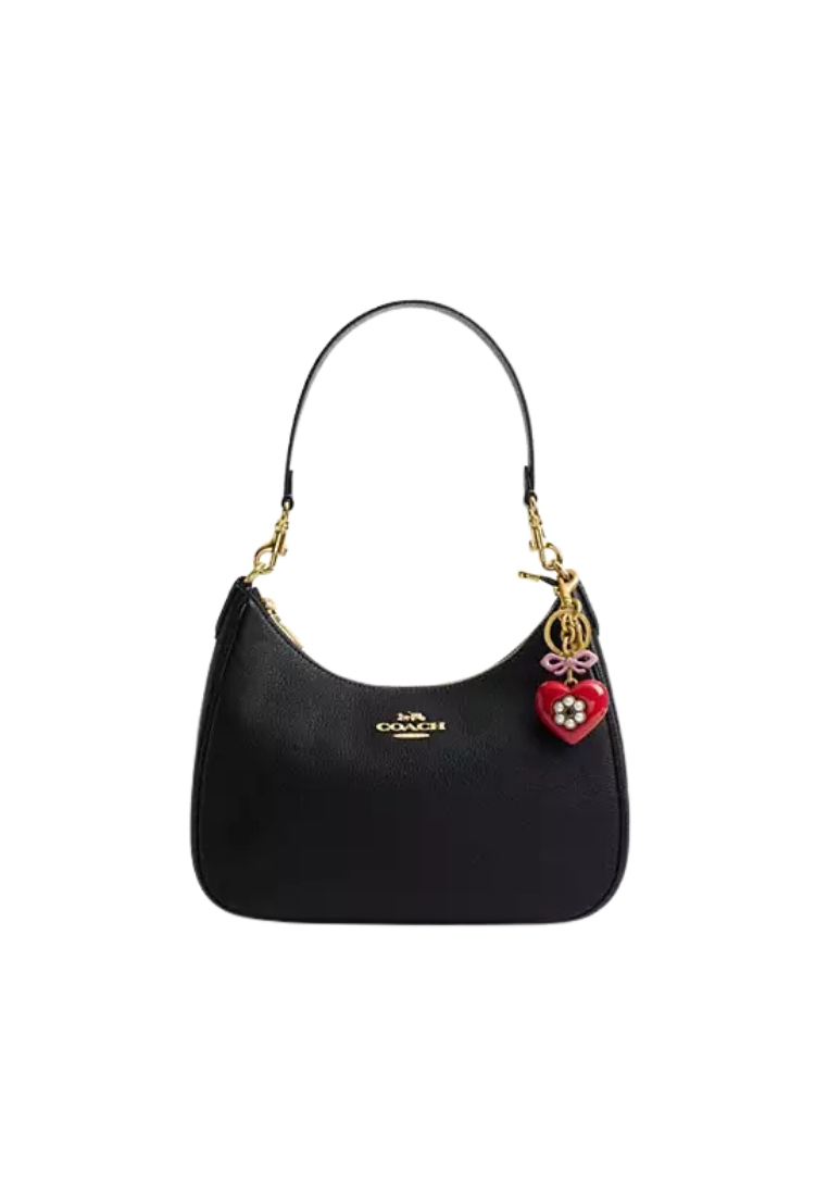 ( PREORDER ) Coach Heart Bag Charm In Brass Red Multi CBV00