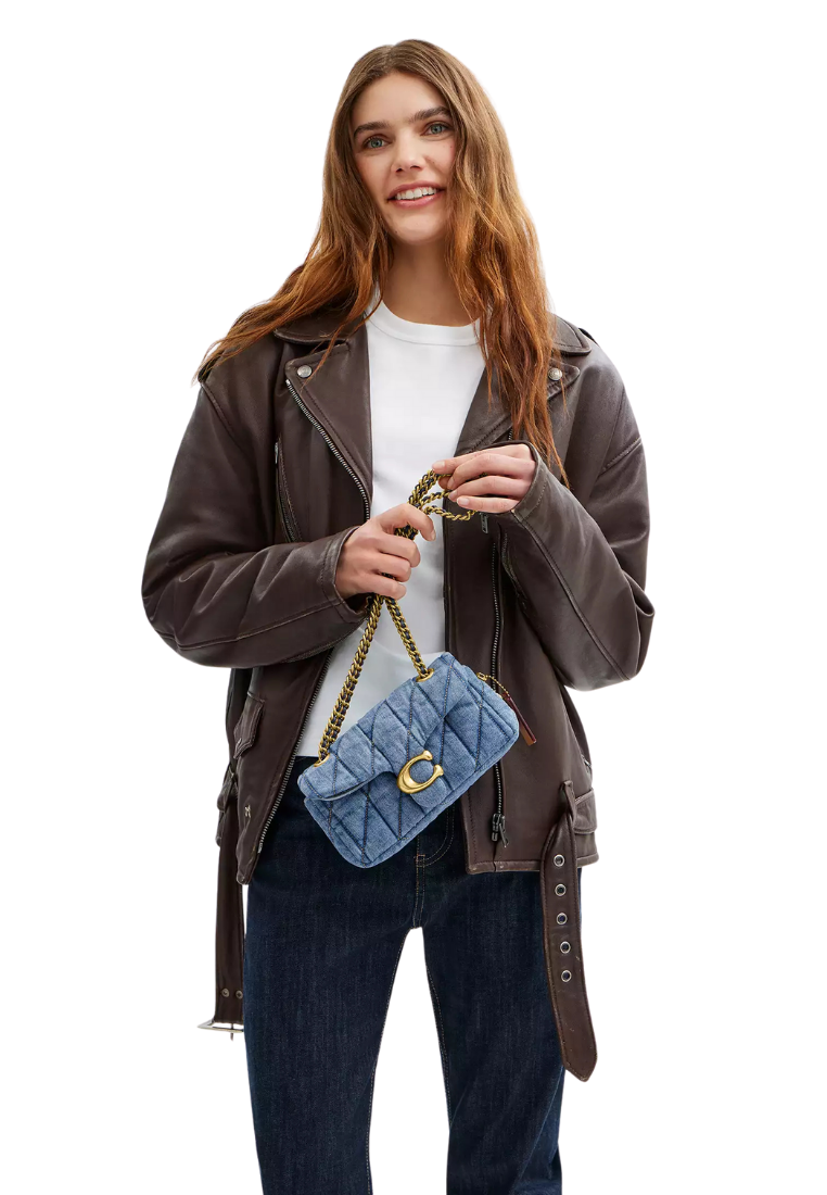 ( PREORDER ) Coach Tabby 20 With Quilting Shoulder Bag In Denim Brass Indigo CR701