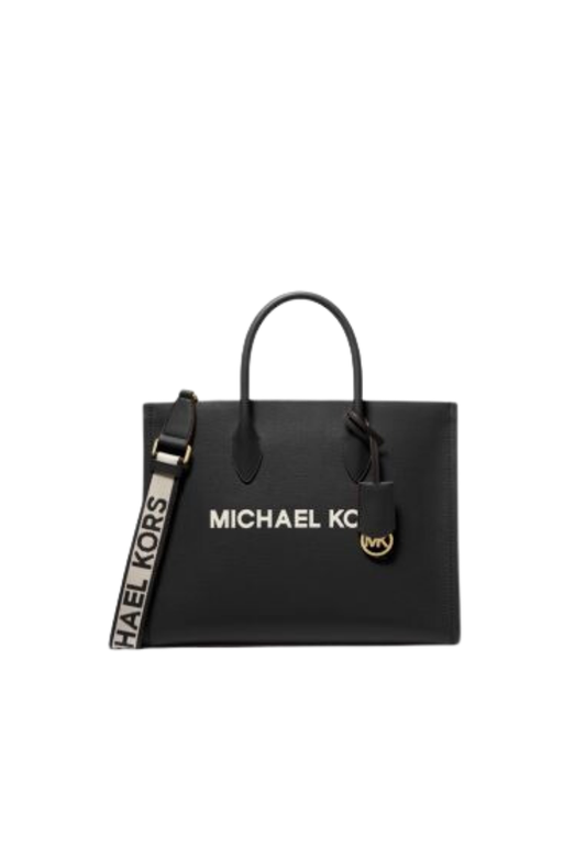 ( PREORDER ) Michael Kors Mirella Tote Bag Medium Pebbled Leather In Black 35S4G7ZT2L