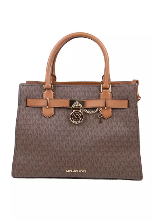 Michael Kors Medium Signature Hamilton 35F1GHMS2B Satchel Bag In Brown Acorn