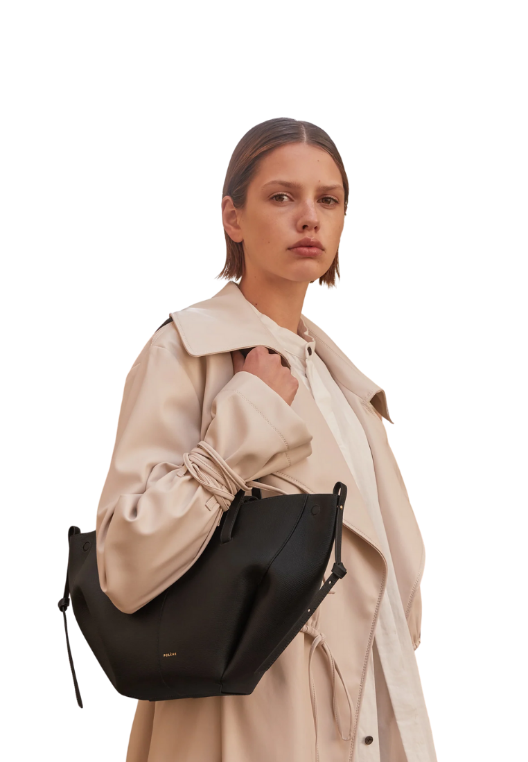 ( PREORDER ) Polene Cyme Mini Shoulder Bag In Textured Black