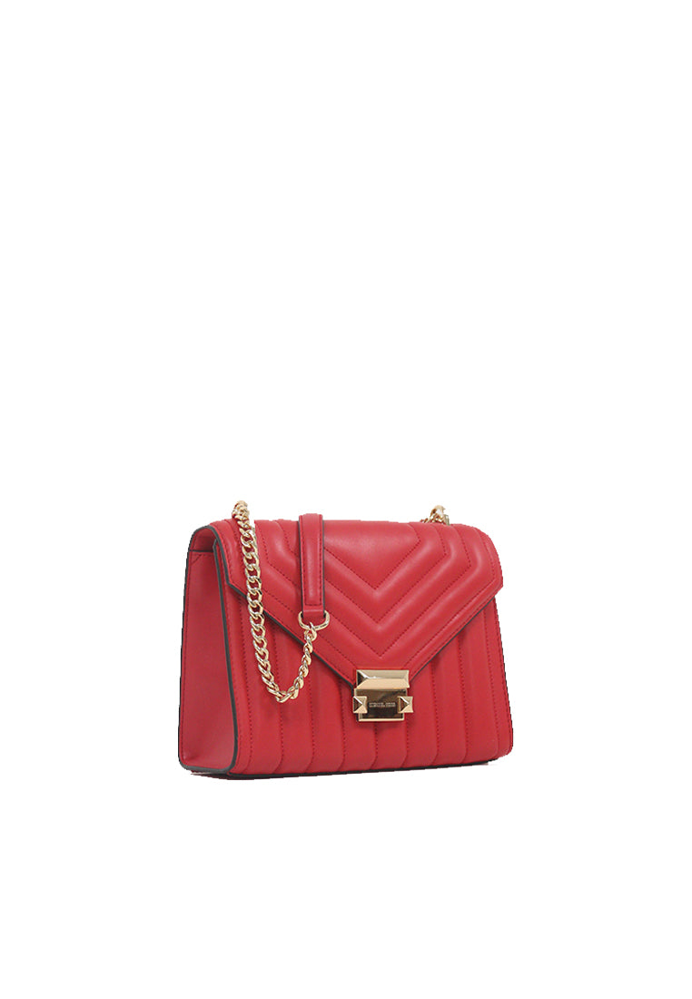 Michael Kors Whitney Medium Flap Chain Shoulder Bag In Bright Red 35R4GWHL6U