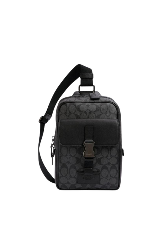 Coach Signature Track Pack C2711 Crossbody Bag In Charcoal