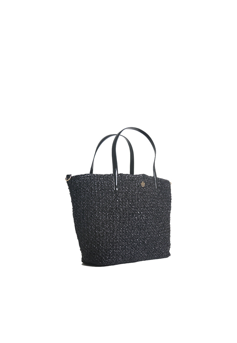 Tory Burch Raffia Tote Bag In Black 175222