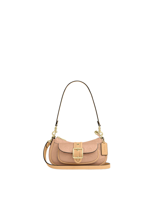 Coach Ashton Mini Shoulder Bag Signature Patent Leather In Faded Blush CEN11