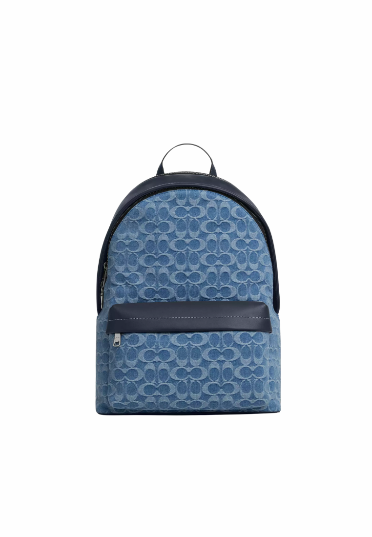 ( PREORDER ) Coach Taylor In Signature Denim Backpack In Silver Denim CDF23