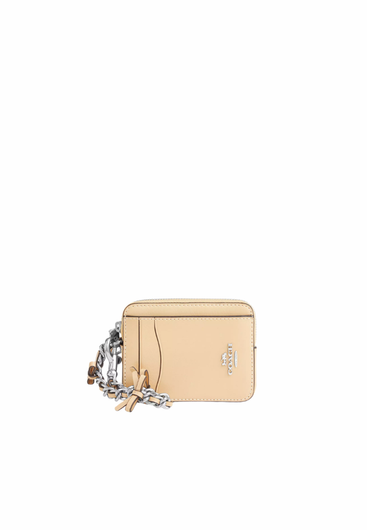 ( PREORDER ) Coach Zip With Bows Card Case In Light Sand CEC13