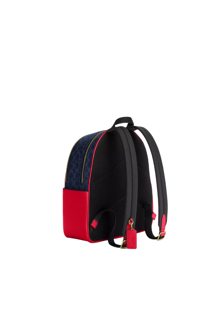 ( PREORDER ) Coach Court In Signature Canvas Backpack In Denim Bold Red CZ176