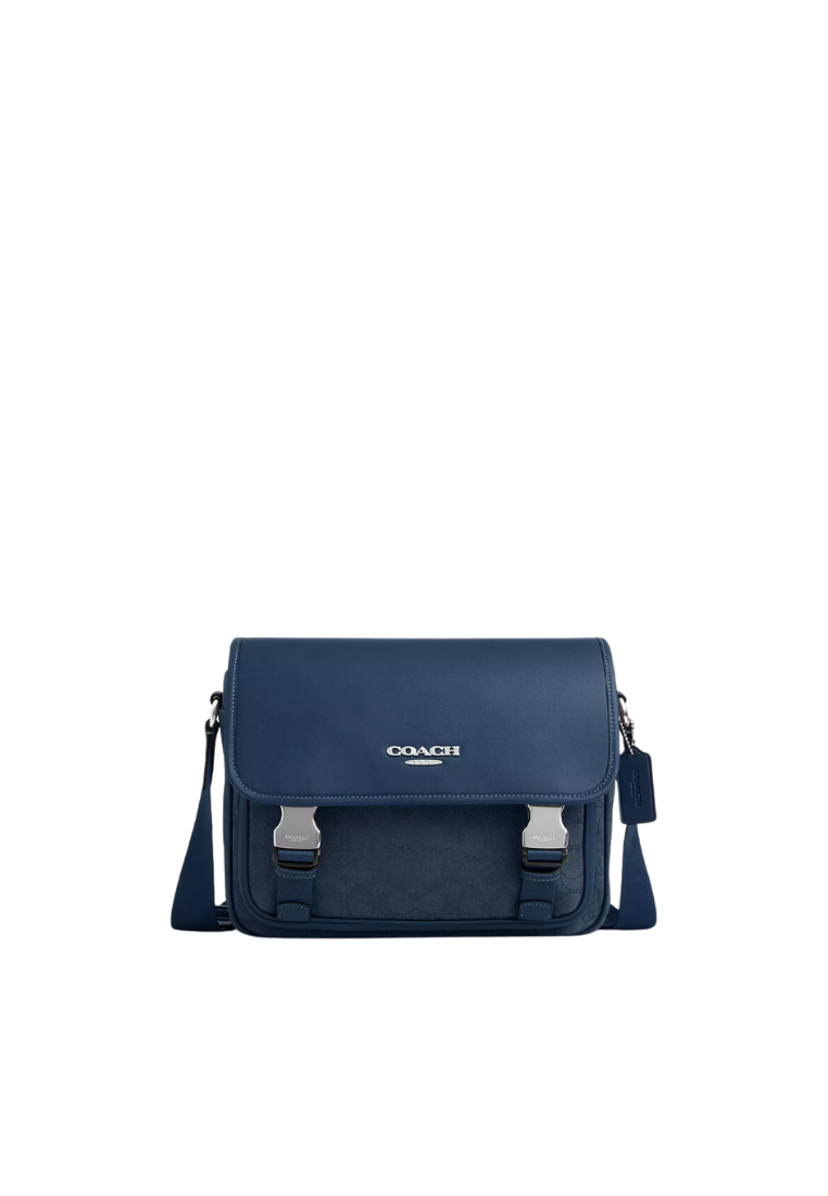 ( PREORDER ) Coach Racer Crossbody Bag In Signature Jacquard In Silver Dark Denim CW177