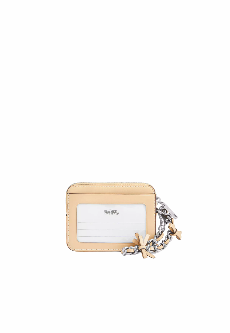 ( PREORDER ) Coach Zip With Bows Card Case In Light Sand CEC13