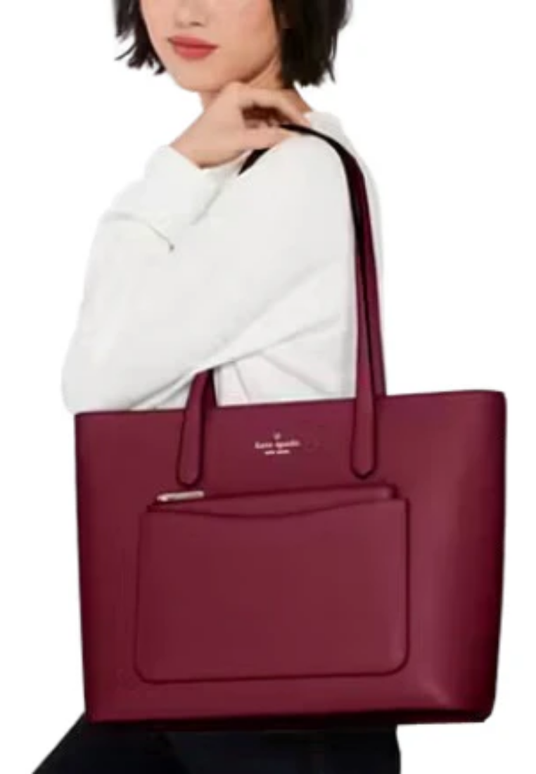 ( PREORDER ) Kate Spade Staci Tote Bag PVC Large Set In Blackberry Preserves KF369