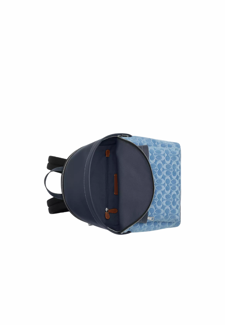 ( PREORDER ) Coach Taylor In Signature Denim Backpack In Silver Denim CDF23