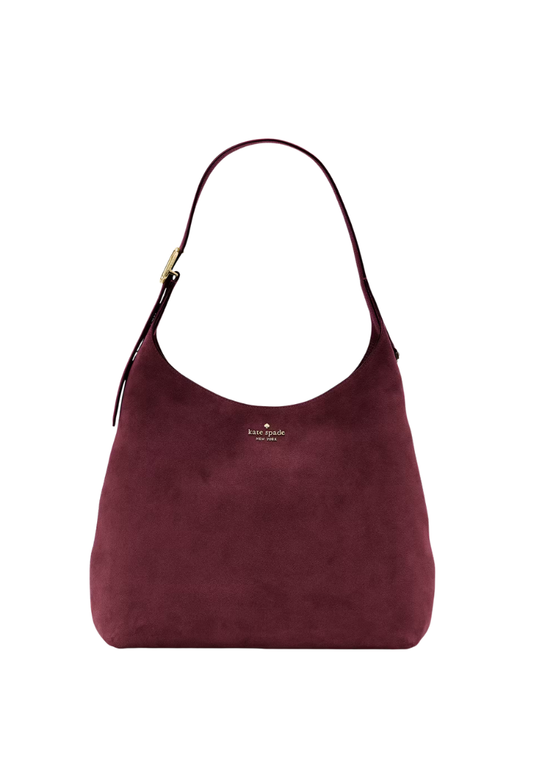 ( PREORDER ) Kate Spade 454 Suede Large Shoulder Bag In Dark Merlot KM151