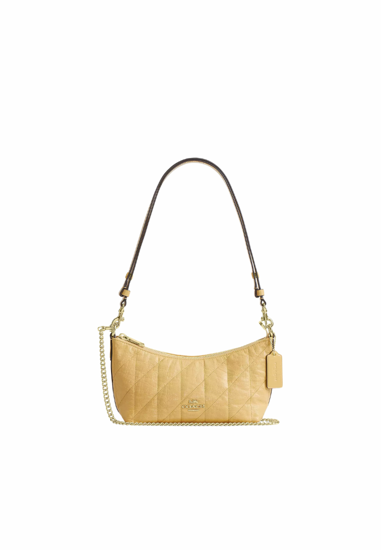 ( PREORDER ) Coach Caitlin With Quilting Shoulder Bag In Soft Yellow CDZ88