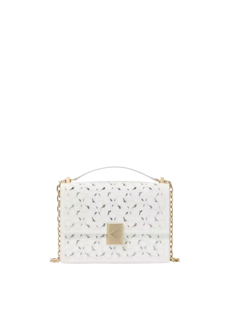 ( PREORDER ) Kate Spade Deco Eyelet Chain Small Shoulder Bag In True White KK770