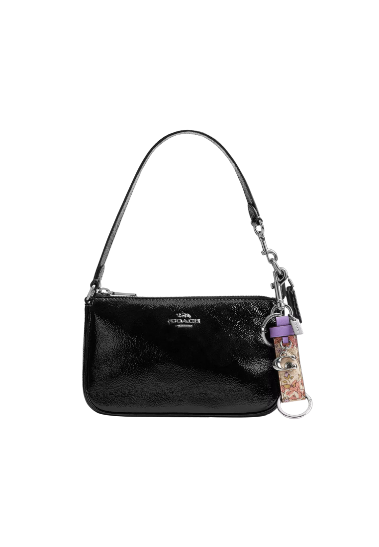 ( PREORDER ) Coach Trigger Snap Bag With Floral Print Charm In Silver Sand Multi CAS96
