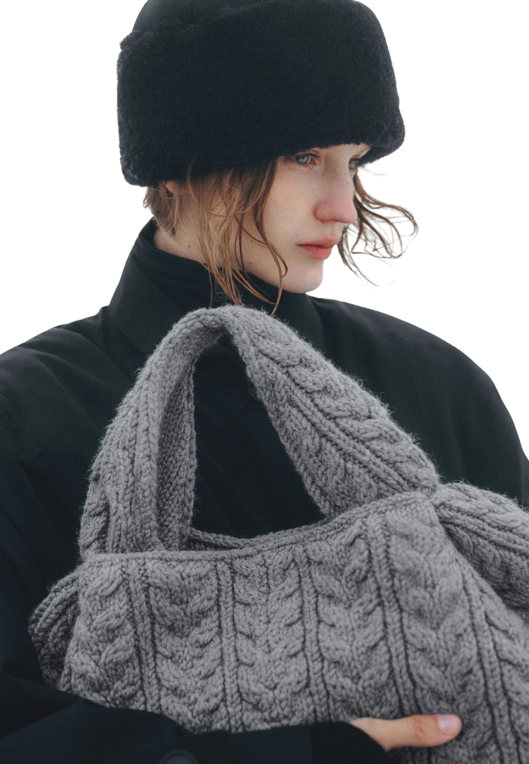 ( PREORDER ) Polene Numero Neuf Large Shoulder Bag In Merino Stone