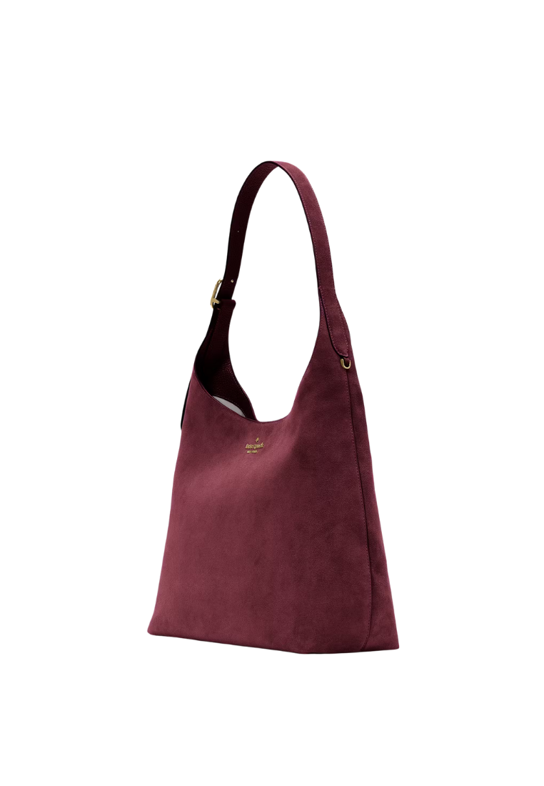 ( PREORDER ) Kate Spade 454 Suede Large Shoulder Bag In Dark Merlot KM151