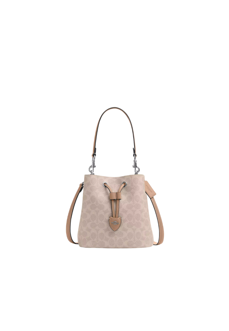 ( PREORDER ) Coach Rowan In Signature Canvas Bucket Bag In Silver Sand Taupe CBH07