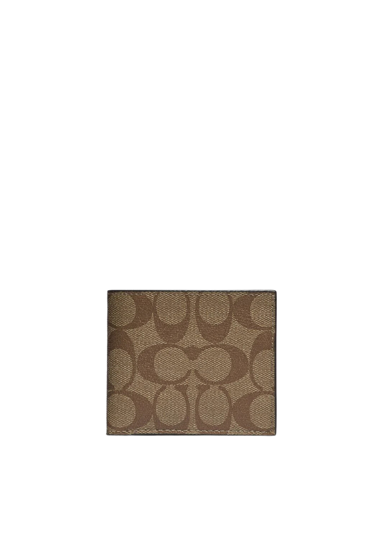 Coach ID Billfold Wallet Signature Canvas In Tan 66551