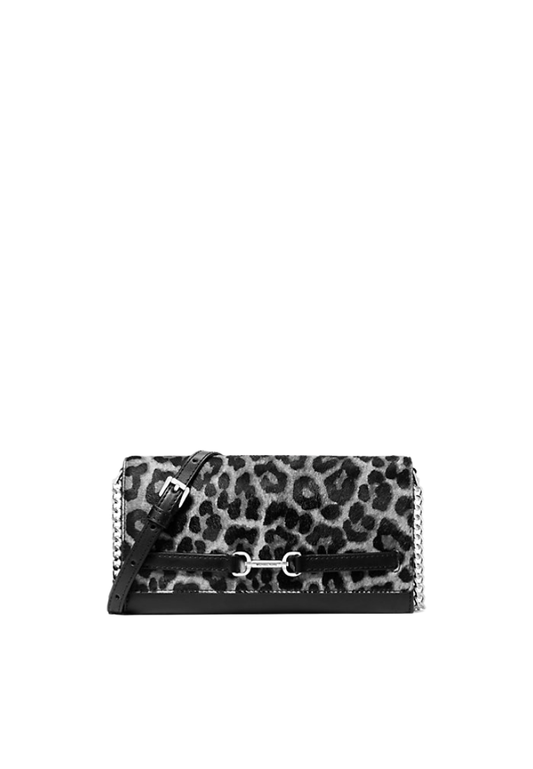 ( PREORDER ) Michael Kors Carson Large Leopard Print Calf Hair Convertible Crossbody bag In Black 35F5S2ZC7H