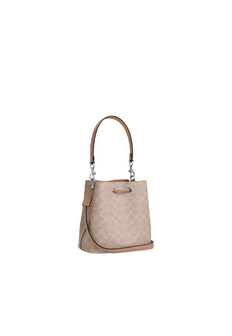 ( PREORDER ) Coach Rowan In Signature Canvas Bucket Bag In Silver Sand Taupe CBH07