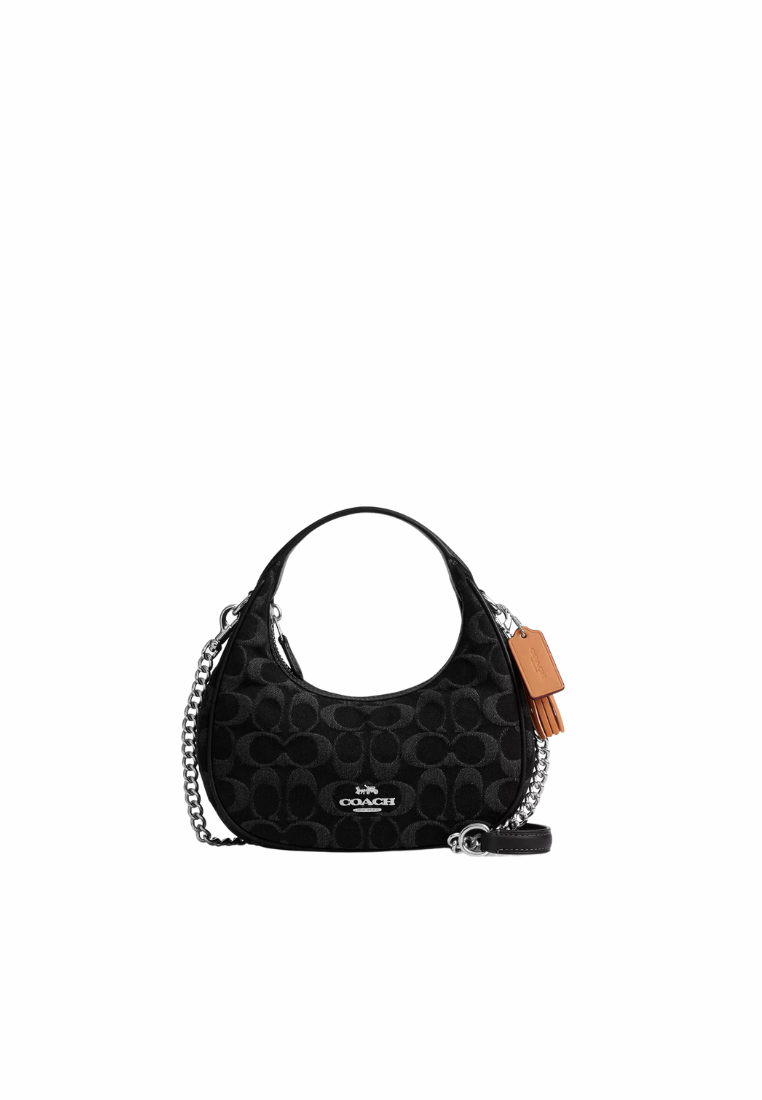 ( PREORDER ) Coach Carmen Mini In Signature Denim Crossbody Bag In Silver Black CCZ47