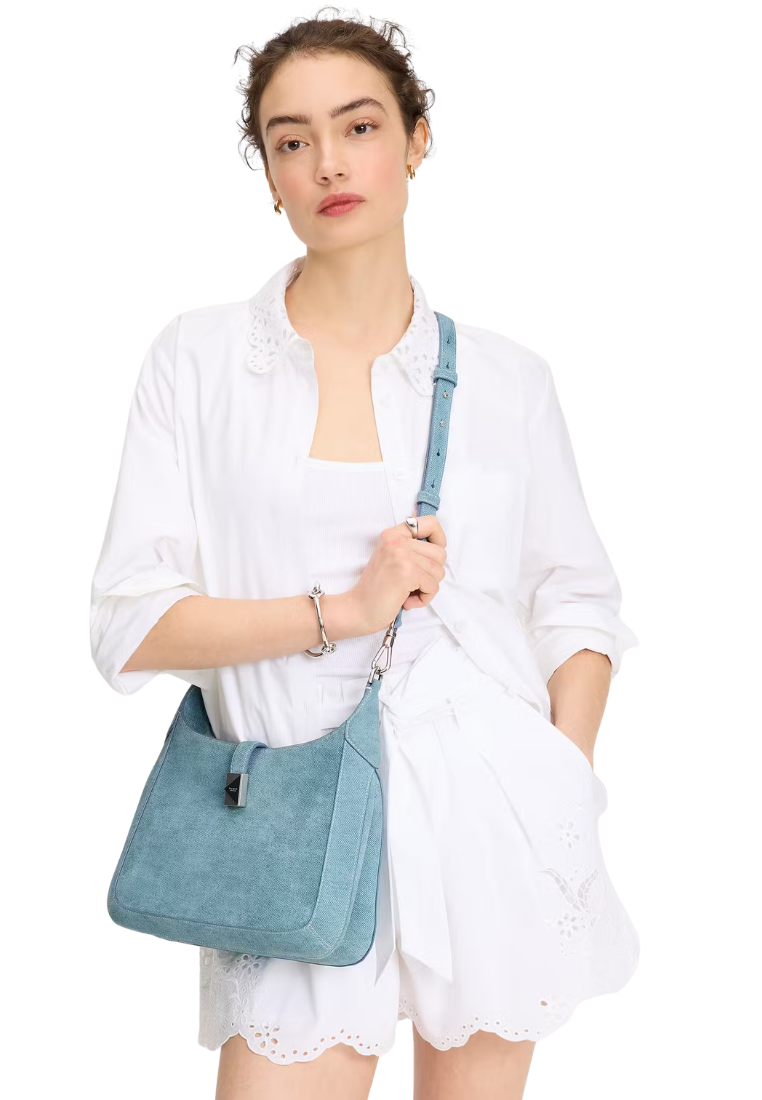 ( PREORDER ) Kate Spade Deco Denim Hobo Bag In Blue Multi KM095