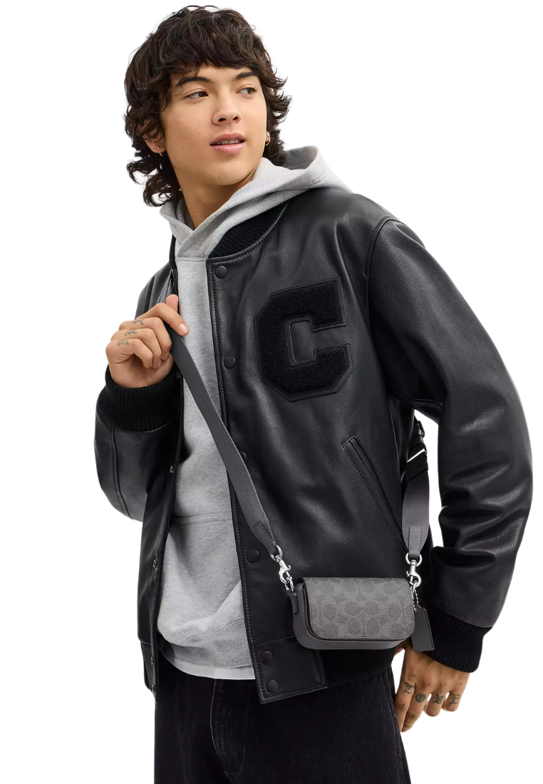 ( PREORDER ) Coach Flap In Signature Canvas Crossbody Bag In Grey Signature CCX26