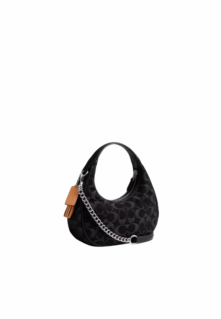 ( PREORDER ) Coach Carmen Mini In Signature Denim Crossbody Bag In Silver Black CCZ47