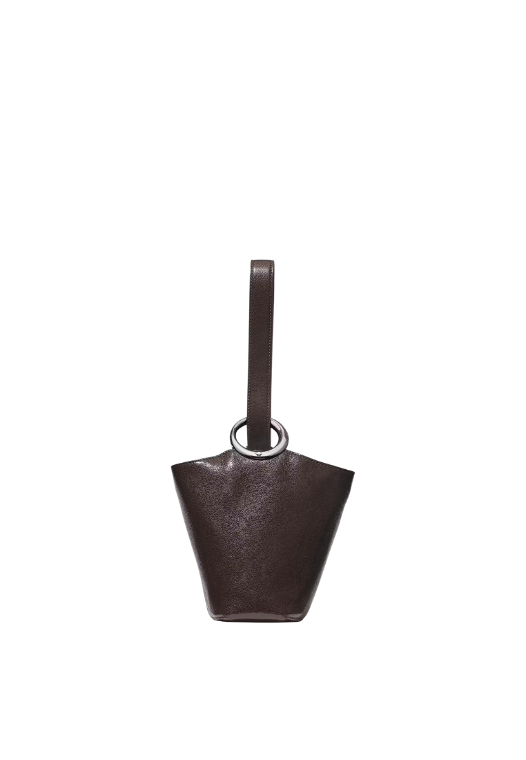 ( PREORDER ) Kate Spade Halo Glazed Leather Mini Bucket Bag In Hot Fudge KM496