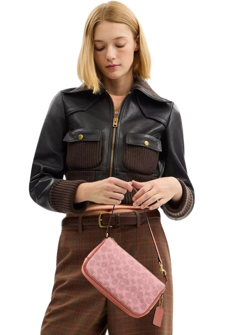 Coach Plaza Bag 22 Shoulder Bag In Signature Canvas In Melon Pink CCC42