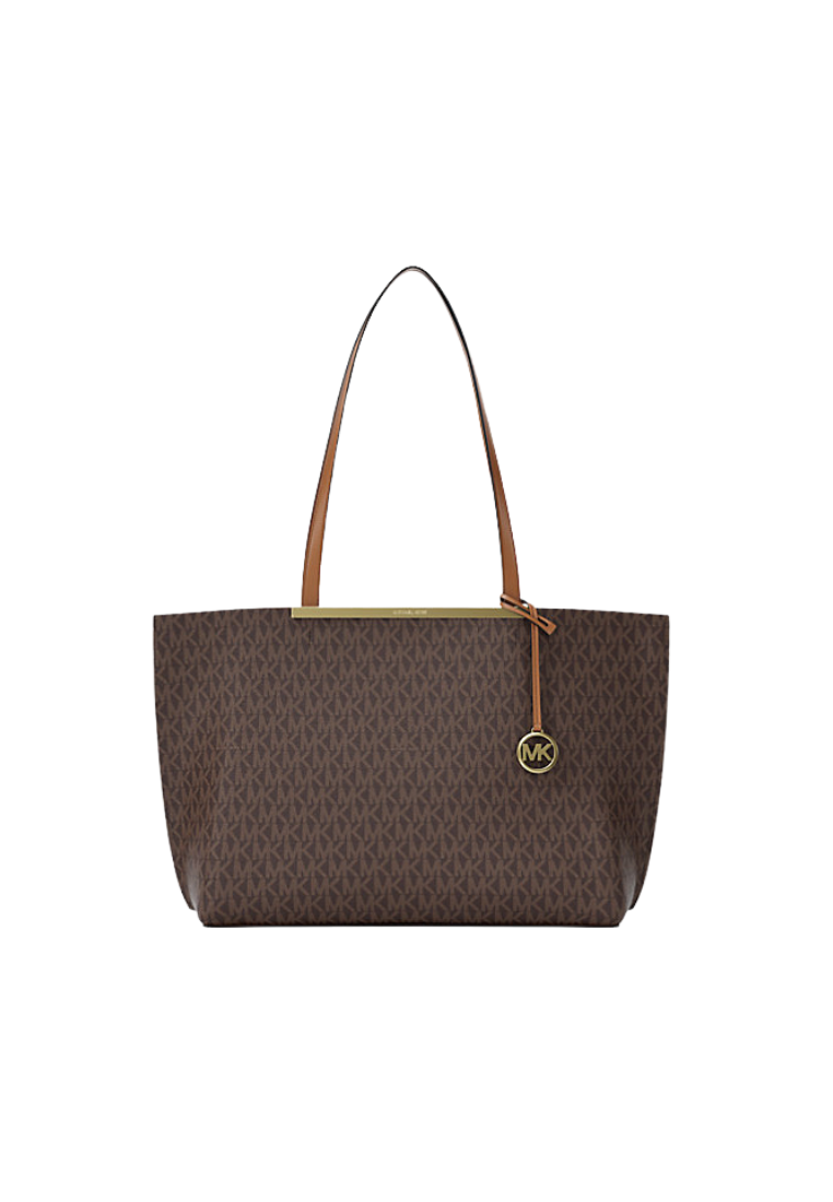 ( PREORDER ) Michael Kors Evelyn Large Signature Logo Tote Bag In Brown Acorn 30F5GQ9T3B