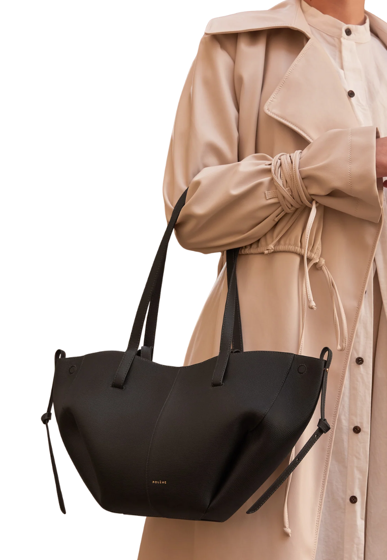 ( PREORDER ) Polene Cyme Mini Shoulder Bag In Textured Black