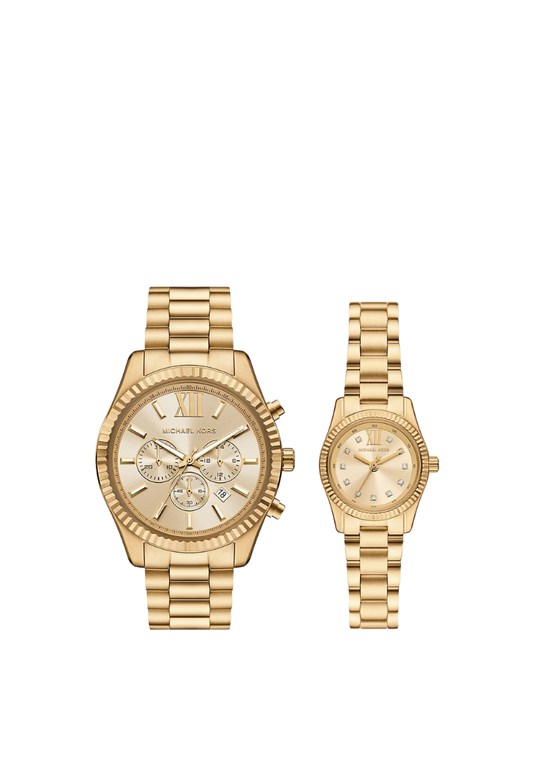 ( PREORDER ) Michael Kors Lexington His and Hers Gold-Tone Watch Set In Gold MK4950SET