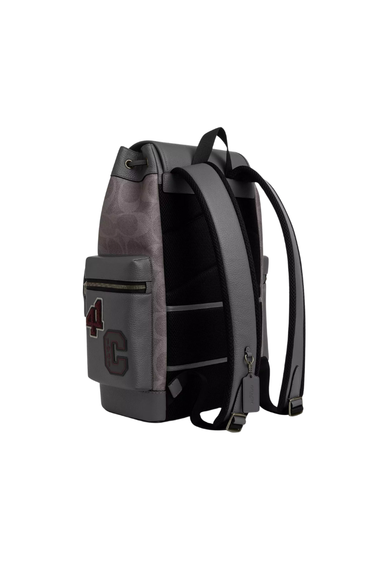 ( PREORDER ) Coach Sprint In Maxi Signature Canvas With Patches Backpack In Gunmetal Grey Multi CCG03