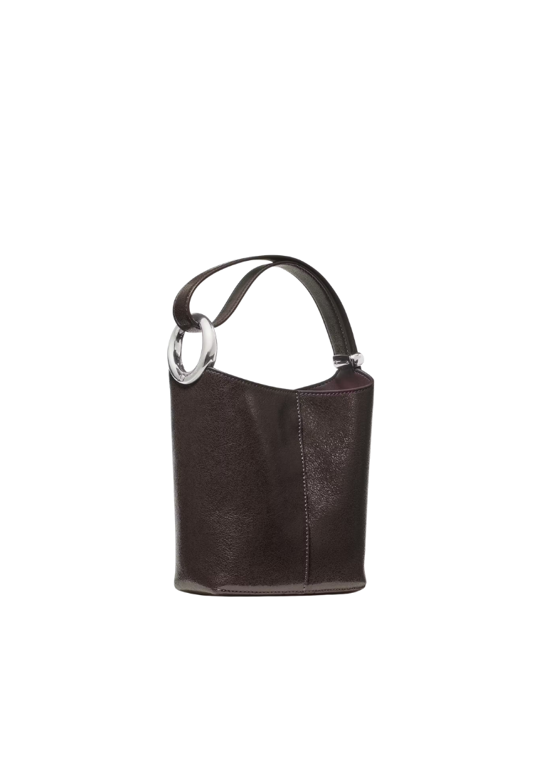 ( PREORDER ) Kate Spade Halo Glazed Leather Mini Bucket Bag In Hot Fudge KM496