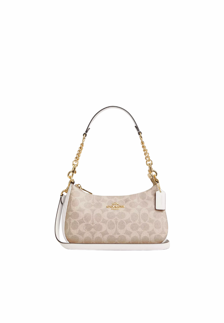 ( PREORDER ) Coach Teri In Signature Canvas Shoulder Bag In Sand Chalk CV933