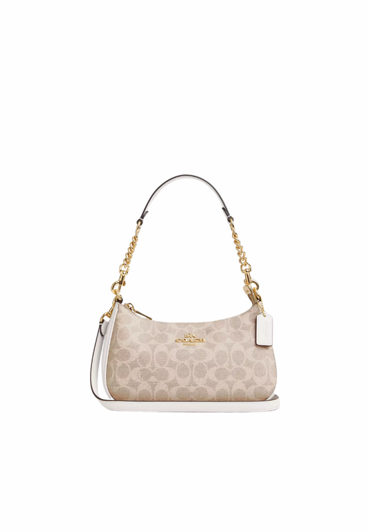 ( PREORDER ) Coach Teri In Signature Canvas Shoulder Bag In Sand Chalk CV933