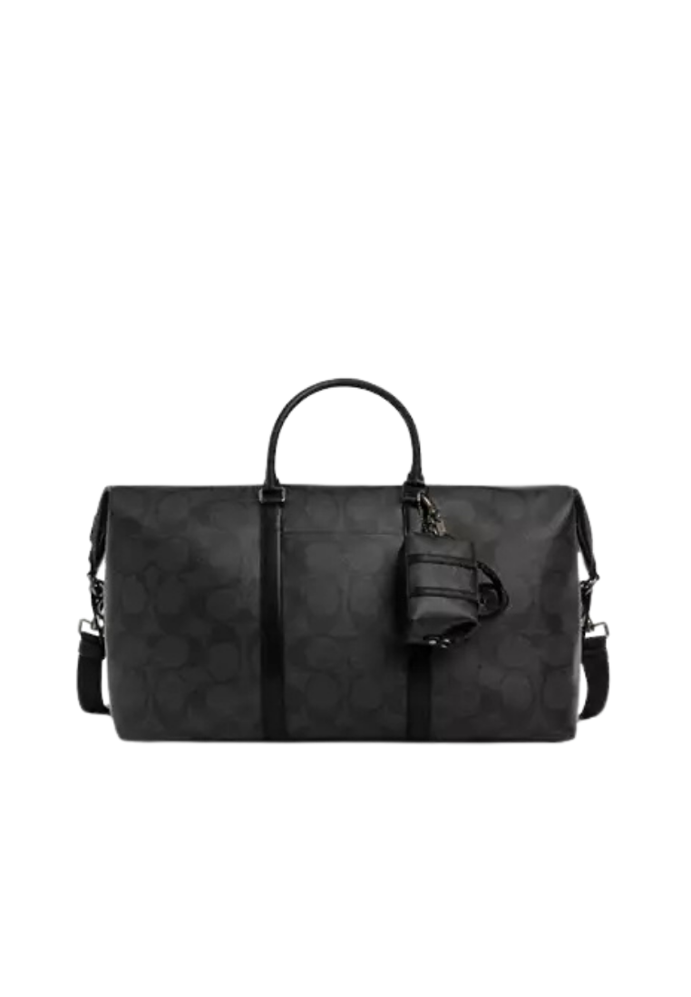 ( PREORDER ) Coach Mini Trekker Bag In Signature Canvas Charm In Gunmetal Charcoal Black CBK63