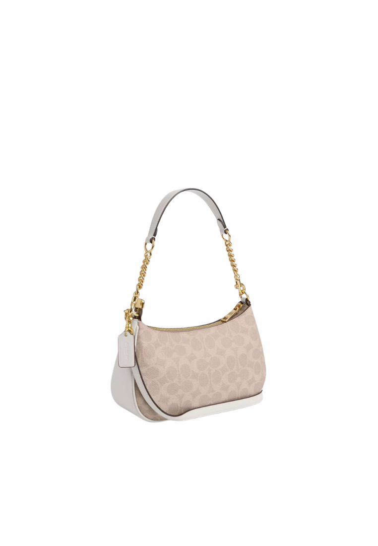 ( PREORDER ) Coach Teri In Signature Canvas Shoulder Bag In Sand Chalk CV933
