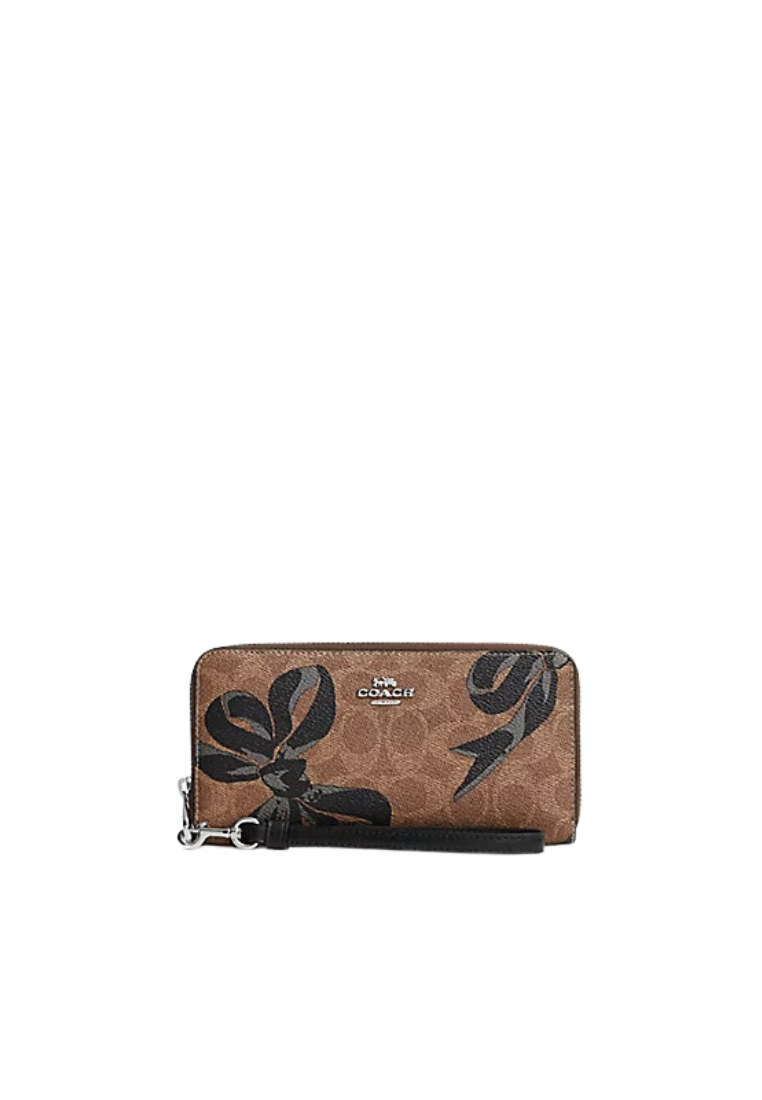 Coach Long Zip Around Wallet With Bow Print In Black Multi CZ326