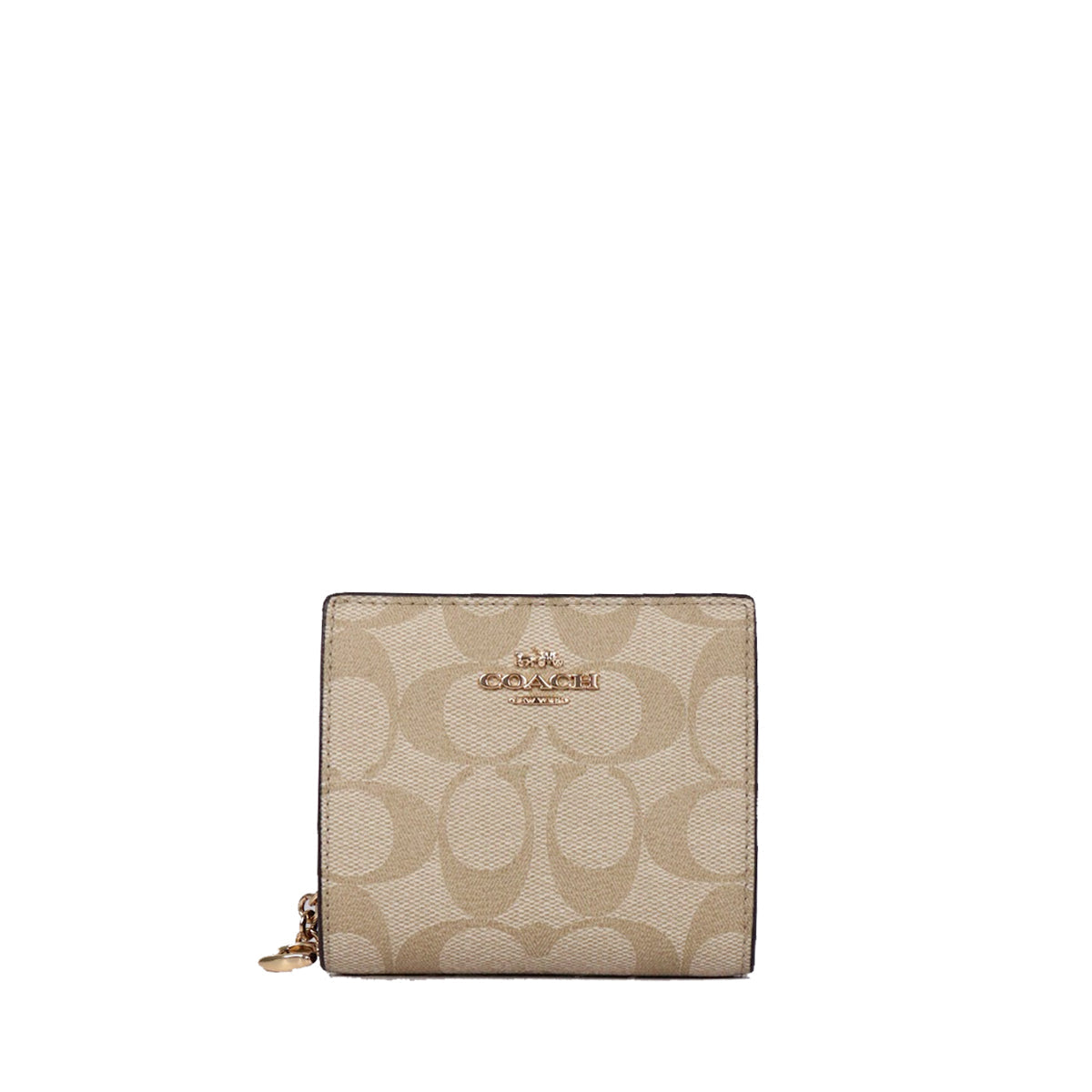 ( AS IS ) Coach Signature Snap C3309 Bifold Wallet In Khaki Light