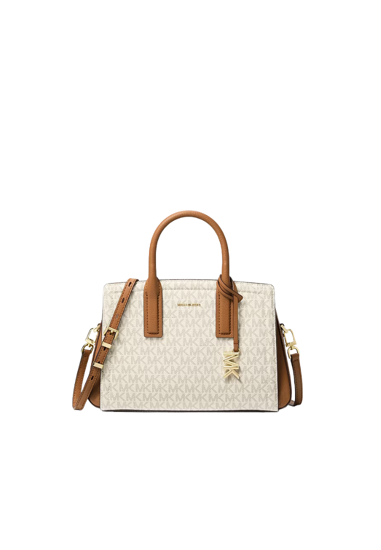 ( PREORDER ) Michael Kors Laila Small Signature Logo Satchel Bag In Vanilla Acorn 30S5G9IS1B